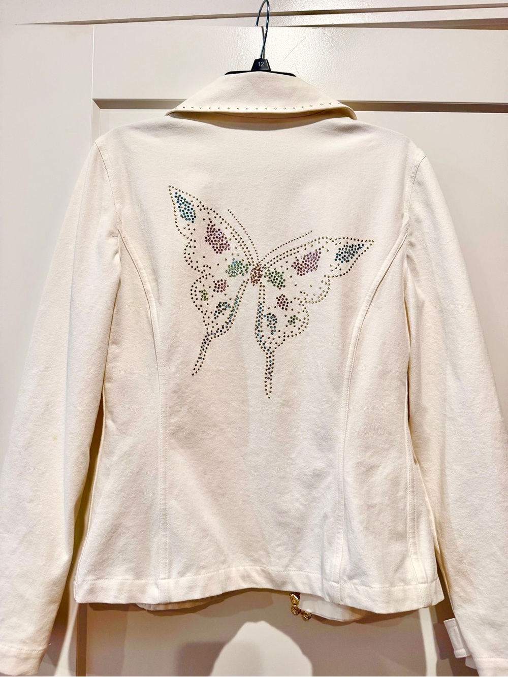 St. John Sport Cream Zip-Front Jacket with Butterfly Pull